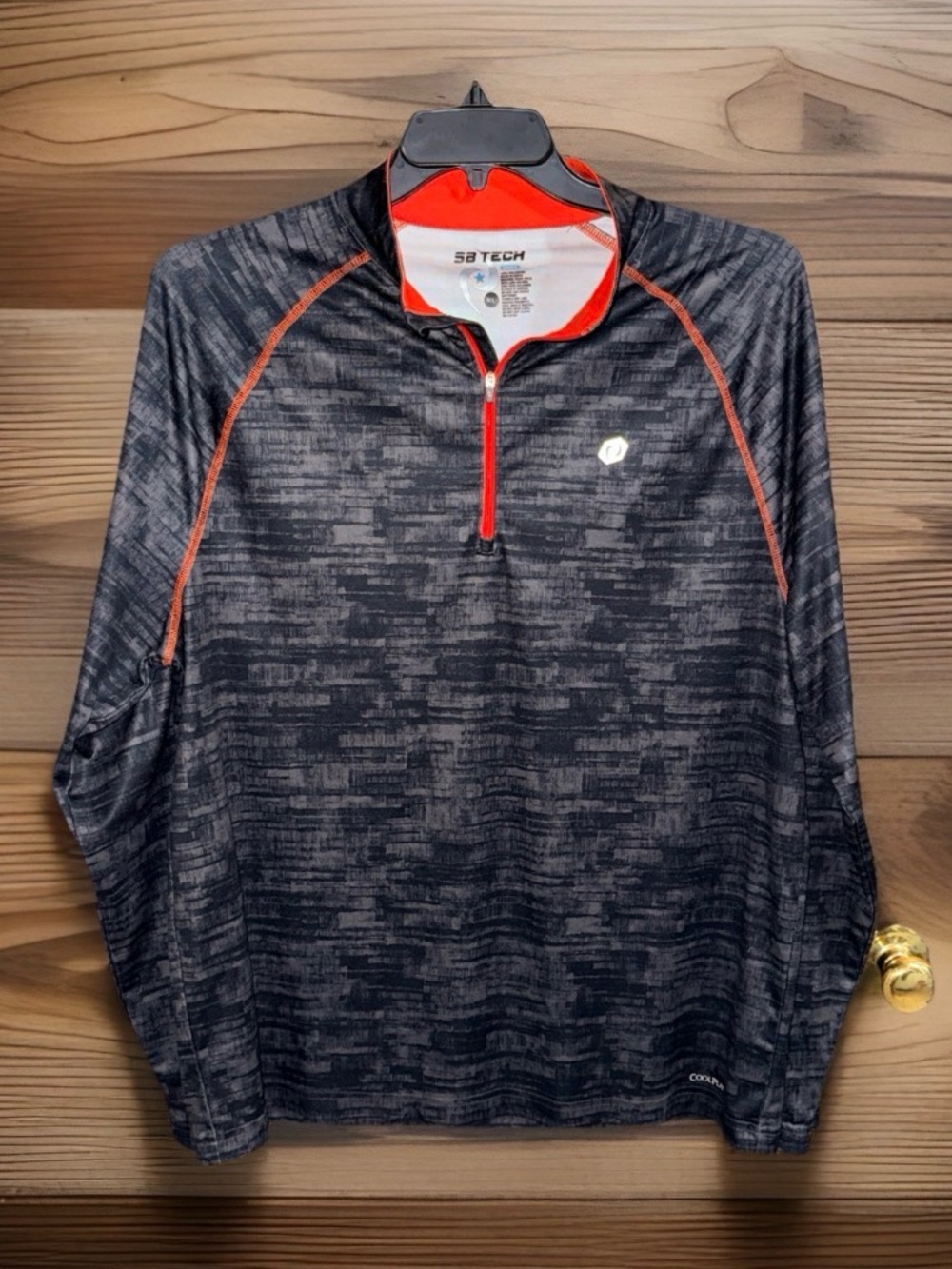 SB TECH Performance Pullover w/ 3/4 zip - Black with Orange Trim-XL-GC